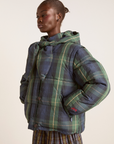 Damson Madder Pearl Hooded Puffer - Navy Check
