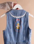 One-of-a-Kind Embroidered Denim Playsuit