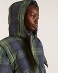 Damson Madder Pearl Hooded Puffer - Navy Check