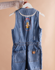 One-of-a-Kind Embroidered Denim Playsuit