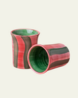 Ceramic Tumbler in Green & Pink Stripes