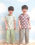 Pigeon Organics Loose Summer Seersucker Pants - Green Check
