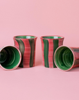 Ceramic Tumbler in Green & Pink Stripes