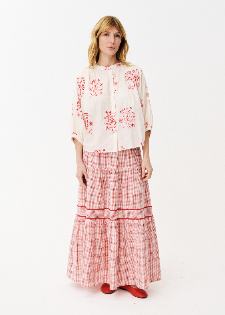 Maison Anana Dicky Red Check Skirt