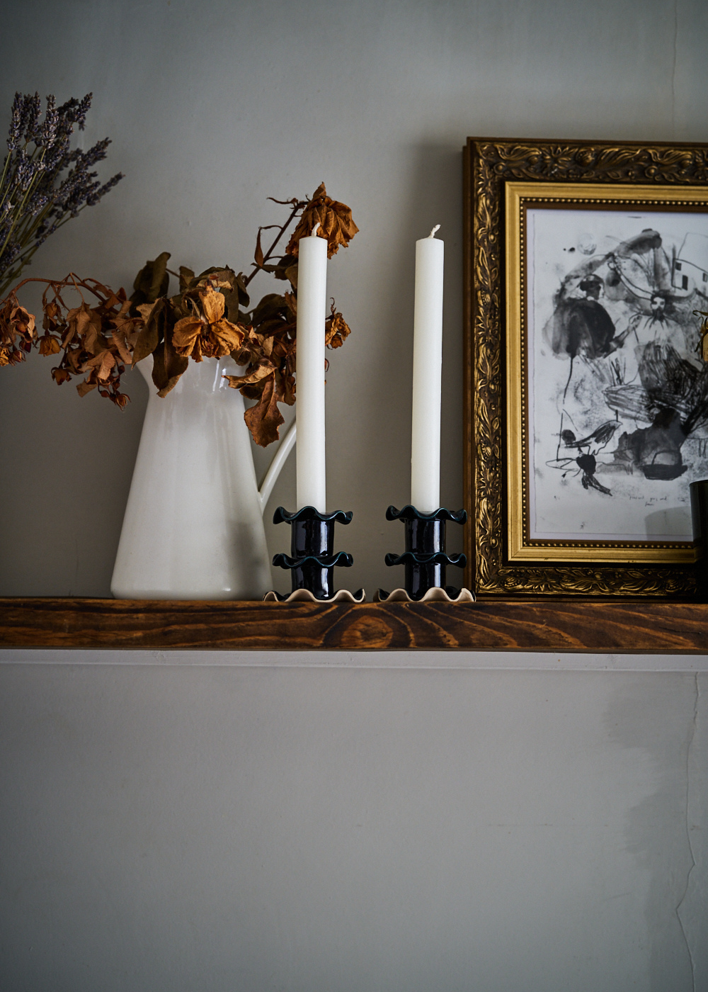 Frilly Ceramic Candlestick — Small