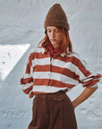 Emile et Ida Ecru & Brick Striped Rugby Sweat