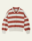 Emile et Ida Ecru & Brick Striped Rugby Sweat