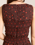 Damson Madder Cynthia Sheer Midi Dress - Burgundy Spot