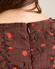 Damson Madder Cynthia Sheer Midi Dress - Burgundy Spot