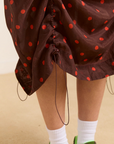 Damson Madder Cynthia Sheer Midi Dress - Burgundy Spot