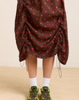 Damson Madder Cynthia Sheer Midi Dress - Burgundy Spot