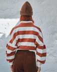 Emile et Ida Ecru & Brick Striped Rugby Sweat