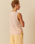 Indi & Cold Pointelle Knit Vest in Tangerine