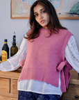 Emile et Ida Very Soft Pink Sleeveless Knotted Sweater