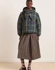 Damson Madder Pearl Hooded Puffer - Navy Check