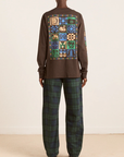 Damson Madder Felix Barrel Leg Jeans - Over Dye Check
