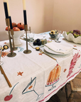 Lobster & Martini Illustrated Linen Tablecloth
