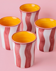 Ceramic Tumbler in Pink & White Stripes