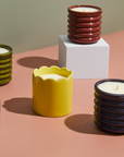Ceramic Ribbed Burgundy Candle - Floral Botanics