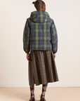 Damson Madder Pearl Hooded Puffer - Navy Check