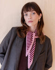 Merino Triangle Scarf in Pink Stripe