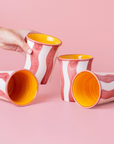 Ceramic Tumbler in Pink & White Stripes