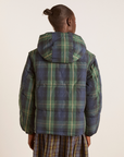 Damson Madder Pearl Hooded Puffer - Navy Check