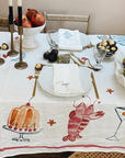 Lobster & Martini Illustrated Linen Tablecloth