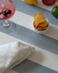 Blue Striped Ruffle Cotton-Linen Tablecloth