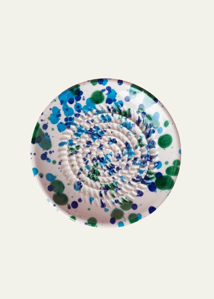 Ceramic Plate Grater in Blue Splatter (Small)