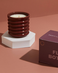 Ceramic Ribbed Burgundy Candle - Floral Botanics