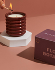 Ceramic Ribbed Burgundy Candle - Floral Botanics