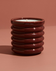 Ceramic Ribbed Burgundy Candle - Floral Botanics