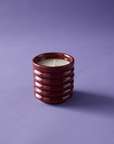 Ceramic Ribbed Burgundy Candle - Floral Botanics