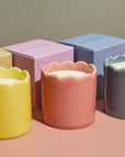 Ceramic Scalloped Pink Candle - Blackberry & Cedarwood