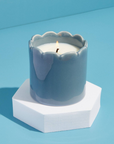 Ceramic Scalloped Sky Blue Candle - Amber & Bergamot