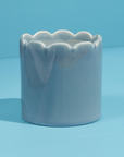 Ceramic Scalloped Sky Blue Candle - Amber & Bergamot