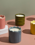 Ceramic Scalloped Sky Blue Candle - Amber & Bergamot
