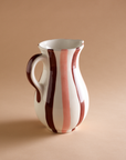 Ceramic Striped Jug in Pink & Brown
