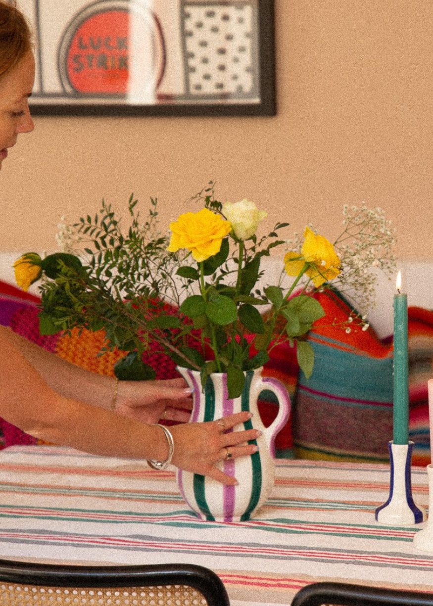 Ceramic Striped Jug in Playa
