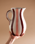 Ceramic Striped Water Jug in Pink & Brown