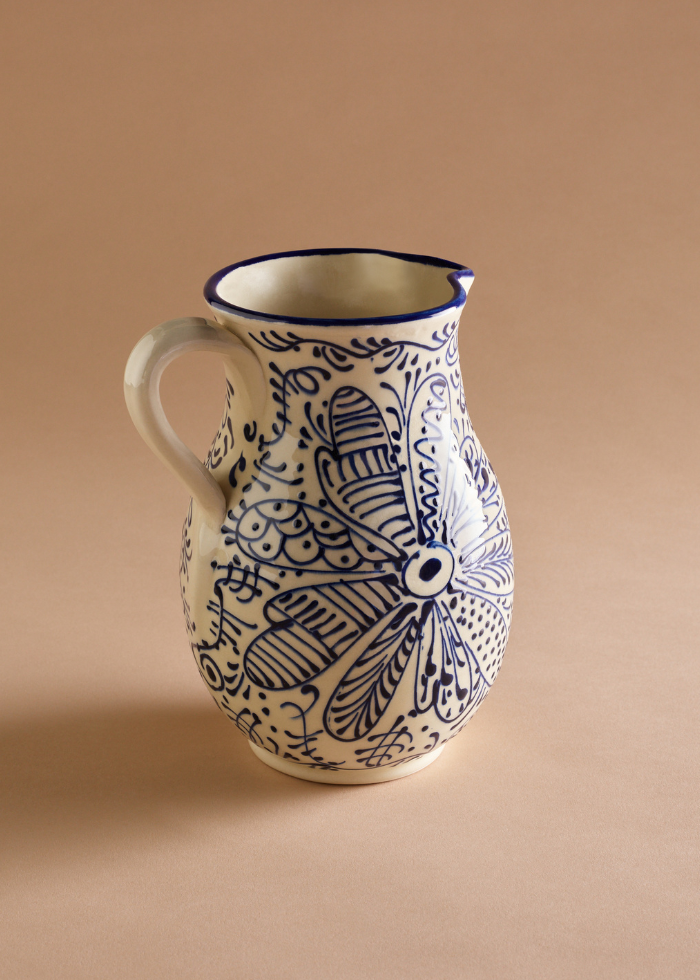 Ceramic Table Jug in Floral Blanca