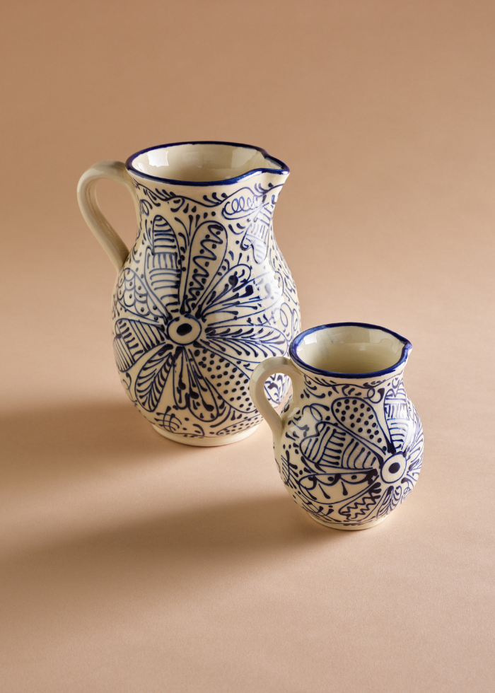 Ceramic Table Jug in Floral Blanca