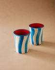 Ceramic Tumbler in Blue and White Stripes