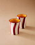 Ceramic Tumbler in Pink & White Stripes