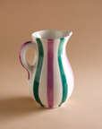Ceramic Water Jug in Green and Purple Stripes