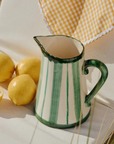 Dakota Ceramic Jug in Mint Stripes