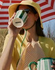 Dakota Ceramic Latte Cup in Mint Stripes