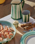 Dakota Ceramic Latte Cup in Mint Stripes