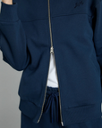 Damson Madder Andie Zip Hoodie With Crochet Stripe - Navy